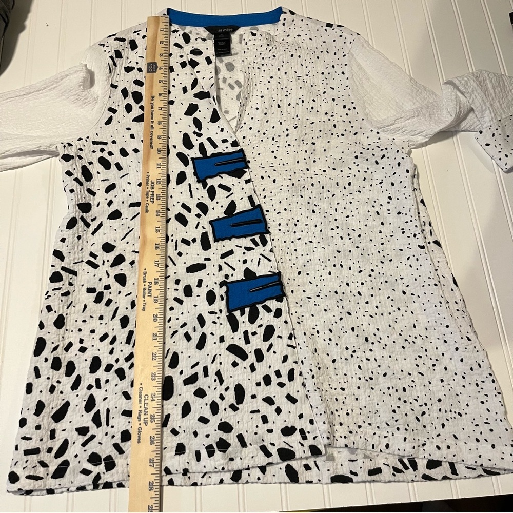 Ali Miles Wearable Art Size M Abstract Black White Maximalist Blouse Avant-Garde - Picture 8 of 8